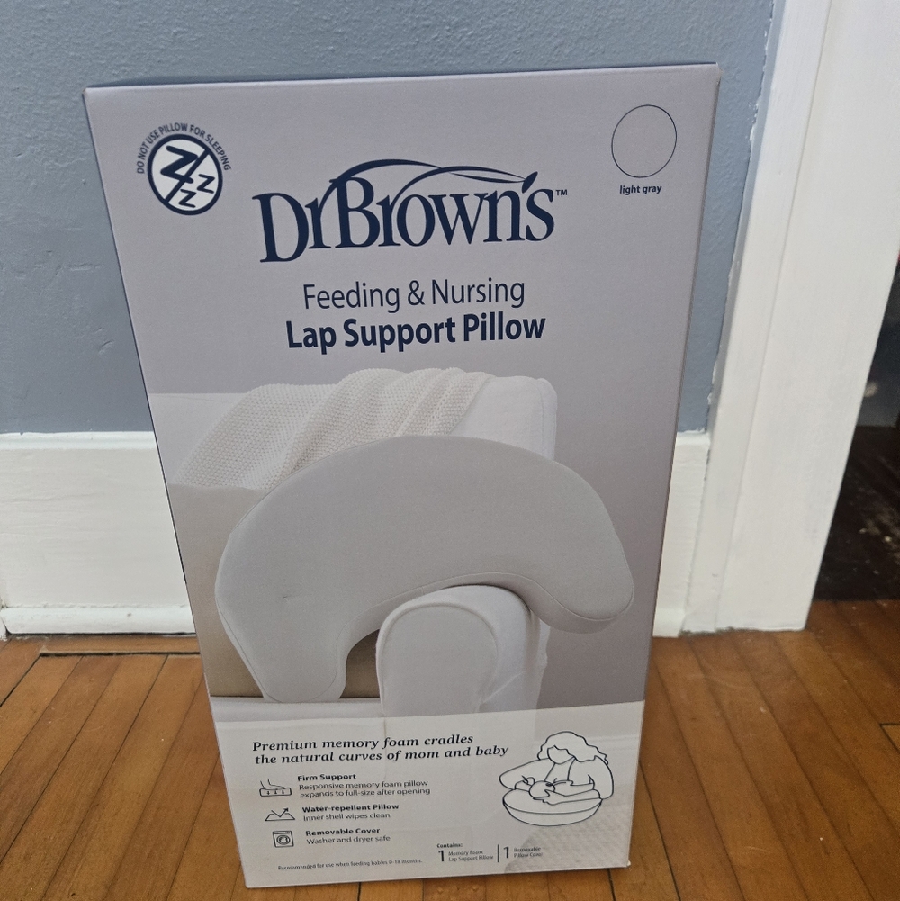 New In Box Dr. Brown's Light Gray Feeding & Nursing Lap Support Pillow